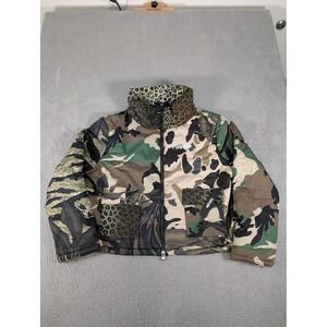 Civil Regime Unapologetic Puffer Jacket Mens XL Camo Leopard Patchwork Streetwea